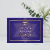 PixDezines uAwg classic Bar mitzvah/blau/gold RSVP Karte (Stehend Vorderseite)