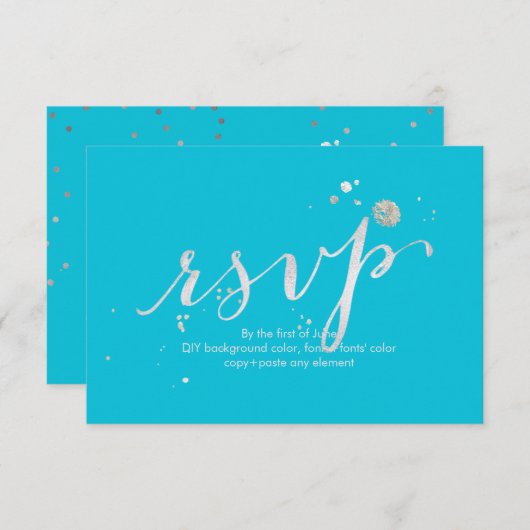 PixDezines UAWG Dazzled/Imitate Weißes Gold RSVP Karte (Vorne/Hinten)