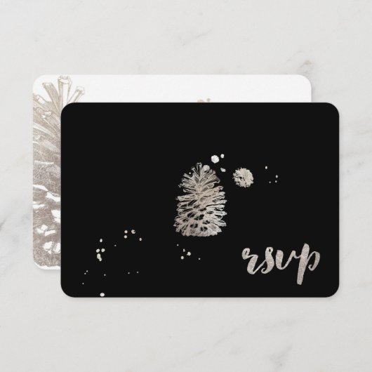 PixDezines uAwg dazzled/silber/pinecon/soiree RSVP Karte (Vorne/Hinten)