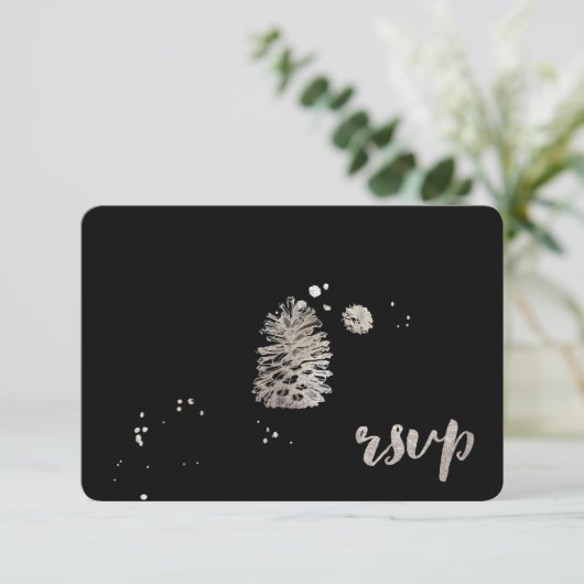 PixDezines uAwg dazzled/silber/pinecon/soiree RSVP Karte (Stehend Vorderseite)