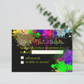 PixDezines-uAwg-Farbbälle/Neonleuchten/Mitzvah RSVP Karte (Stehend Vorderseite)