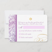 PixDezines uAwg Fidora Damask, Bat Mitzvah RSVP Karte (Rückseite)