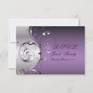 PixDezines uAwg Filigree+Wirbel/silber+lavender RSVP Karte