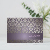 PixDezines uAwg Flora Damask/ plum RSVP Karte (Stehend Vorderseite)