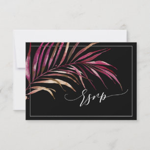 PixDezines UAWG, Fronds Roter Palm   Imitate Gold RSVP Karte