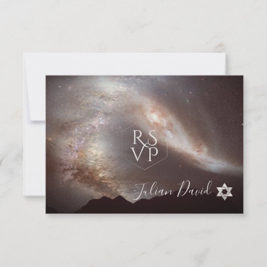 PixDezines UAWG Galaxy Milky Way Bar Mitzvah ✡ RSVP Karte (Vorderseite)
