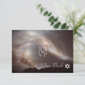 PixDezines UAWG Galaxy Milky Way Bar Mitzvah ✡ RSVP Karte (Stehend Vorderseite)