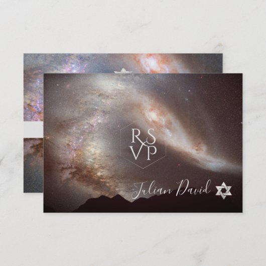 PixDezines UAWG Galaxy Milky Way Bar Mitzvah ✡ RSVP Karte (Vorne/Hinten)