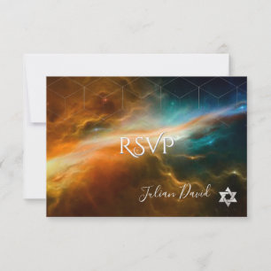 PixDezines UAWG Galaxy Space Bar Mitzvah ✡ RSVP Karte