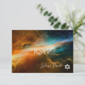 PixDezines UAWG Galaxy Space Bar Mitzvah ✡ RSVP Karte (Stehend Vorderseite)