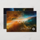 PixDezines UAWG Galaxy Space Bar Mitzvah ✡ RSVP Karte (Vorne/Hinten)