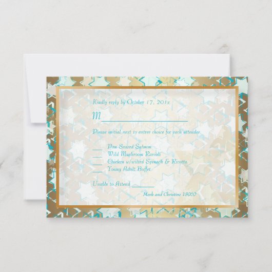 PixDezines uAwg grunge Bar mitzvah/blau/gold RSVP Karte (Rückseite)