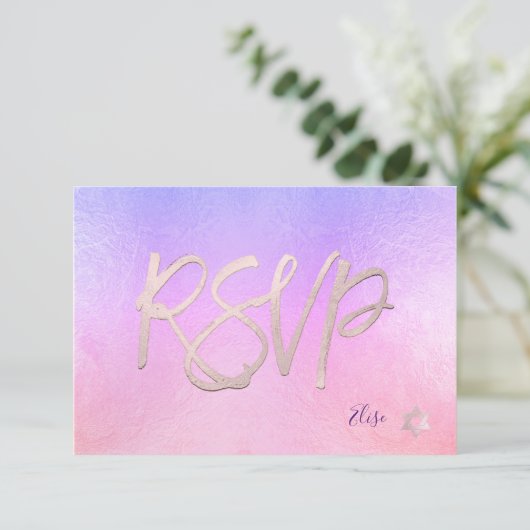 PixDezines UAWG H2 Ombre Lila+Pink Bat Mitzvah ✡ RSVP Karte (Stehend Vorderseite)