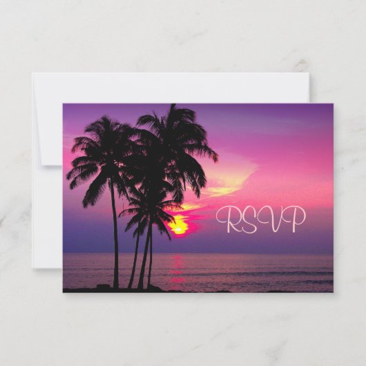 PixDezines uAwg Hawaiian Sunset Beach Scence RSVP Karte (Vorderseite)
