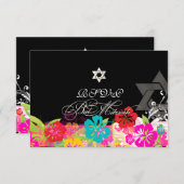 PixDezines uAwg Hibiskus/Bat Mitzvah Einladung (Vorne/Hinten)