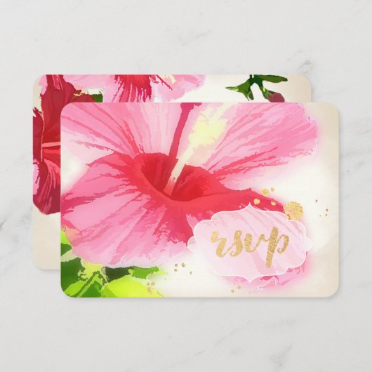 PixDezines uAwg Hibiskus/Luau/Imitate Perchment RSVP Karte (Vorne/Hinten)