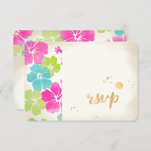 PixDezines uAwg Hibiskus/Luau/Imitate Perchment RSVP Karte (Vorne/Hinten)