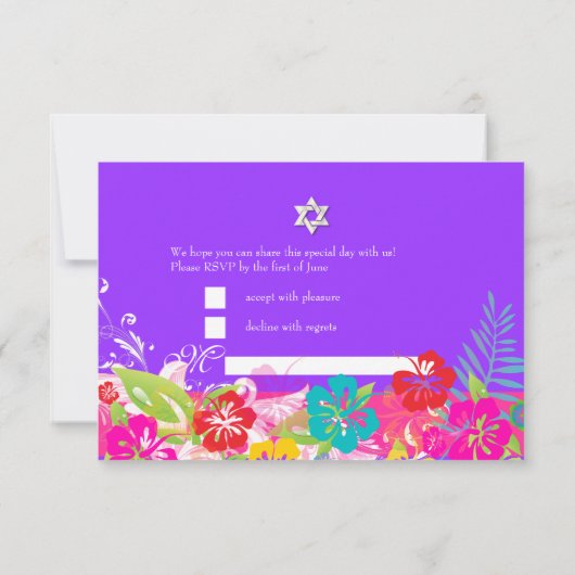 PixDezines uAwg Hibiskus/Mitzvah/Deuy Hintergrund RSVP Karte (Rückseite)