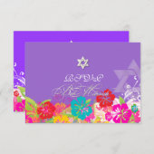 PixDezines uAwg Hibiskus/Mitzvah/Deuy Hintergrund RSVP Karte (Vorne/Hinten)