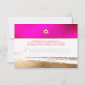 PixDezines UAWG Hot+Flashy Pink Mitzvah ✡ RSVP Karte (Rückseite)