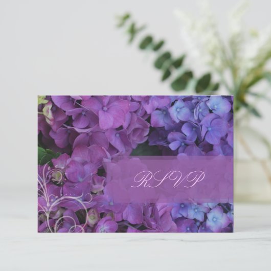 PixDezines UAWG Hydrangea, blau RSVP Karte (Stehend Vorderseite)