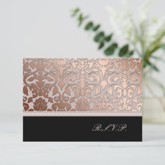 PixDezines-uAwg Imitate Kupferdampf-/Degenfarben RSVP Karte (Stehend Vorderseite)