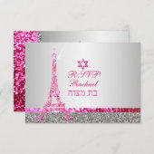 PixDezines uAwg Imitats Glitzer eiffel/bat mitzvah RSVP Karte (Vorne/Hinten)