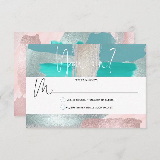 PixDezines UAWG-Koralle, Farbblock RSVP Karte (Vorne/Hinten)