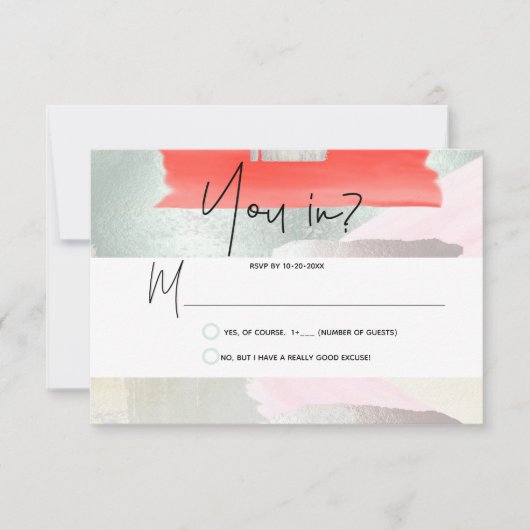 PixDezines UAWG Living Coral Seafoam Mist RSVP Karte (Vorderseite)