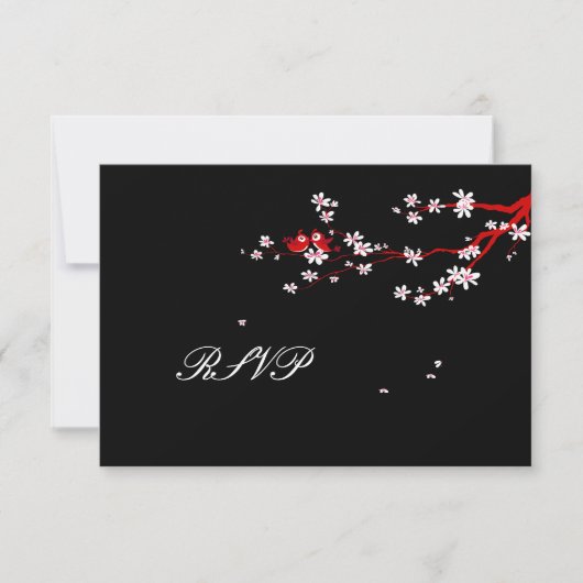 PixDezines uAwg Love Birds+Red Cherry RSVP Karte (Vorderseite)