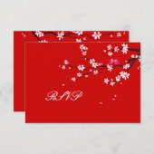 PixDezines uAwg Love Birds+Rote Kirsche/Graufarbe RSVP Karte (Vorne/Hinten)