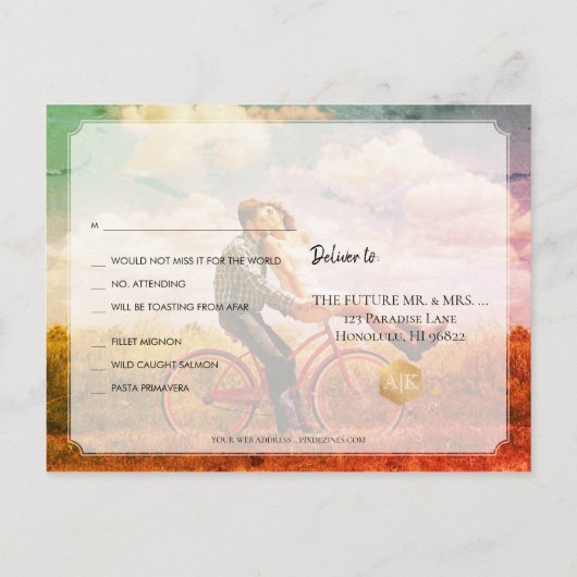 PixDezines UAWG/MARBLE+IMITATS GOLD HONEYCOMB Einladungspostkarte (Rückseite)