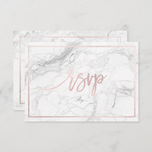 PixDezines UAWG-Marmor/Rosa RSVP Karte (Vorne/Hinten)