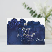 PixDezines UAWG Midnight Sky Bar Mitzvah ✡ Einladung (Stehend Vorderseite)