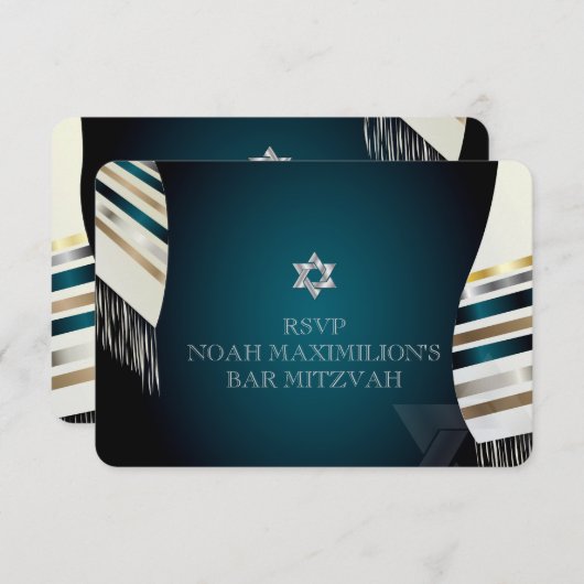 PixDezines UAWG Mitzvah/aquamarine Hintergrundfarb RSVP Karte (Vorne/Hinten)