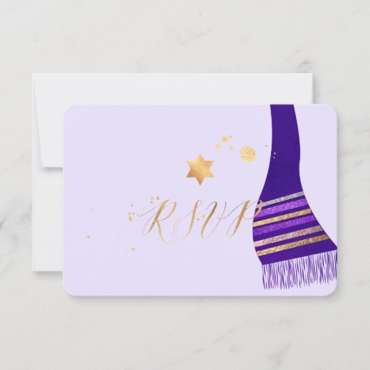 PixDezines uAwg mitzvah/Lila Tallit RSVP Karte (Vorderseite)