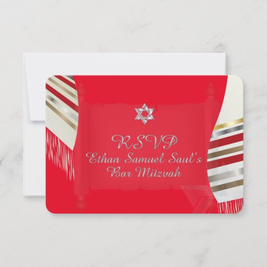 PixDezines UAWG MITZVAH/RED TALLIT/DIY Hintergrund RSVP Karte (Vorderseite)