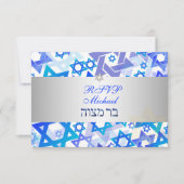 PixDezines uAwg Mod stars/Bar mitzvah/blau/silber RSVP Karte (Vorderseite)
