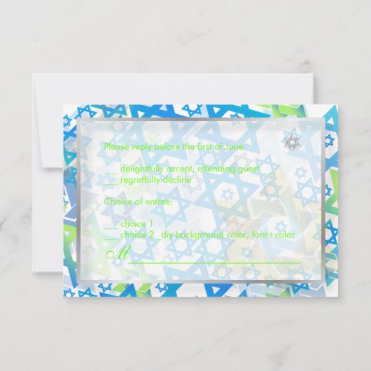 PixDezines uAwg Mod stars/Bar mitzvah/blau/silber RSVP Karte (Rückseite)