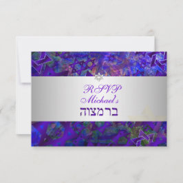 PixDezines uAwg Mod stars/Bar mitzvah/violett RSVP Karte
