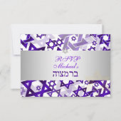 PixDezines uAwg Mod stars/Bar mitzvah/violett RSVP Karte (Vorderseite)
