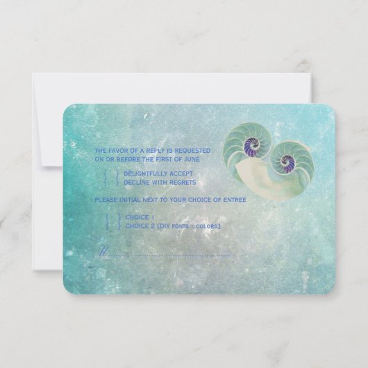 PixDezines uAwg nautilus/aqua blau RSVP Karte (Rückseite)