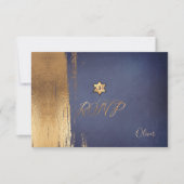 PixDezines UAWG Navy Blue Mitzvah ✡ RSVP Karte (Vorderseite)