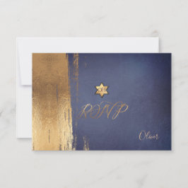 PixDezines UAWG Navy Blue Mitzvah ✡ RSVP Karte