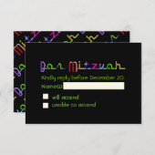 PixDezines uAwg neon beleuchtet Bar mitzvah RSVP Karte (Vorne/Hinten)