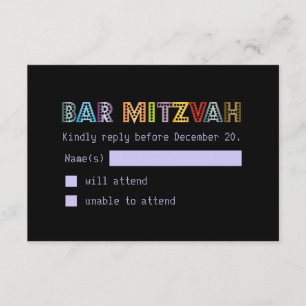 PixDezines uAwg neon beleuchtet Bar mitzvah RSVP Karte