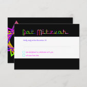 PixDezines UAWG Neon Lights/Vegas/Bat Mitzvah RSVP Karte (Vorne/Hinten)