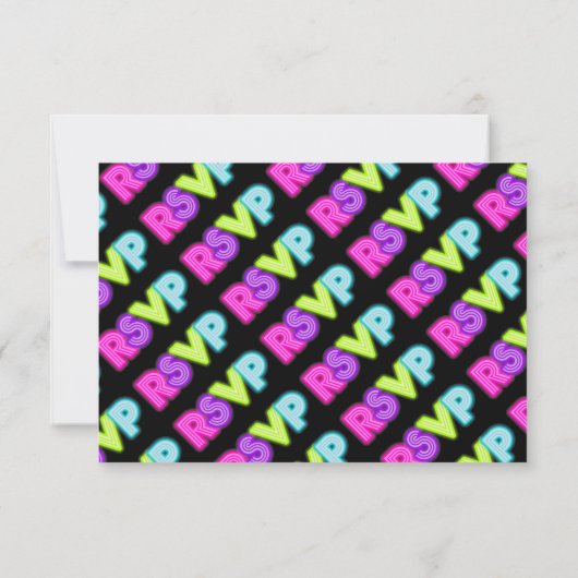 PixDezines UAwg Neon Lights/Vegas Style/Mitzvah RSVP Karte (Rückseite)