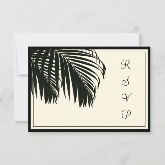 PixDezines uAwg Palm fronds/strand/schwarz+beige RSVP Karte (Vorderseite)