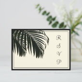 PixDezines uAwg Palm fronds/strand/schwarz+beige RSVP Karte (Stehend Vorderseite)